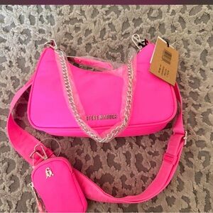 Steve Madden Neon Pink Crossbody Bag with Chain